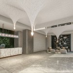 走入建築大廳，漣漪造型的曲面湖頂串連映入眼簾，彷彿反重力一般的漣漪水滴，弧形曲面的造型天花，讓整個(gè)空間昇華成一件藝術(shù)精品。