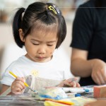 孩子們揮灑著創(chuàng)意，將捏製好的陶風(fēng)鈴物件塗滿色彩，小手上有著顏料的印記，期待燒製完成的這只創(chuàng)作品。