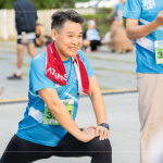 新業(yè)建設(shè)邱正光副總也到場參與這場盛事，在10K賽事後準(zhǔn)確地收操，舒展緊繃肌肉。