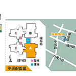 社區(qū)（紅框處）面積約1175坪，位於角地，1樓有6店面。